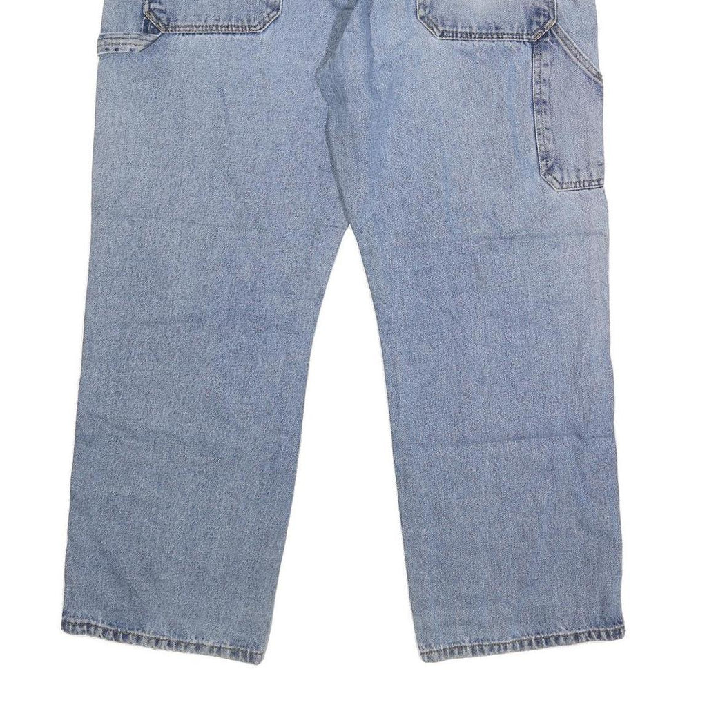 BLUE MOUNTAIN Mens Loose Fit Blue Denim Jeans W40 L31 Casual Cotton Blend Zip