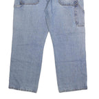 BLUE MOUNTAIN Mens Loose Fit Blue Denim Jeans W40 L31 Casual Cotton Blend Zip