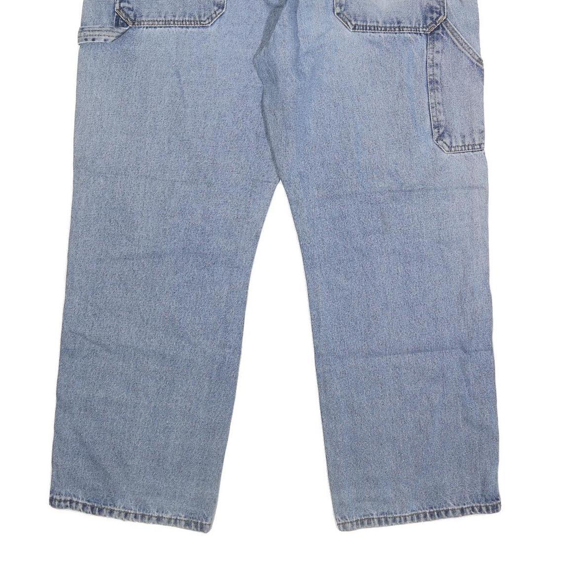 BLUE MOUNTAIN Mens Loose Fit Blue Denim Jeans W40 L31 Casual Cotton Blend Zip