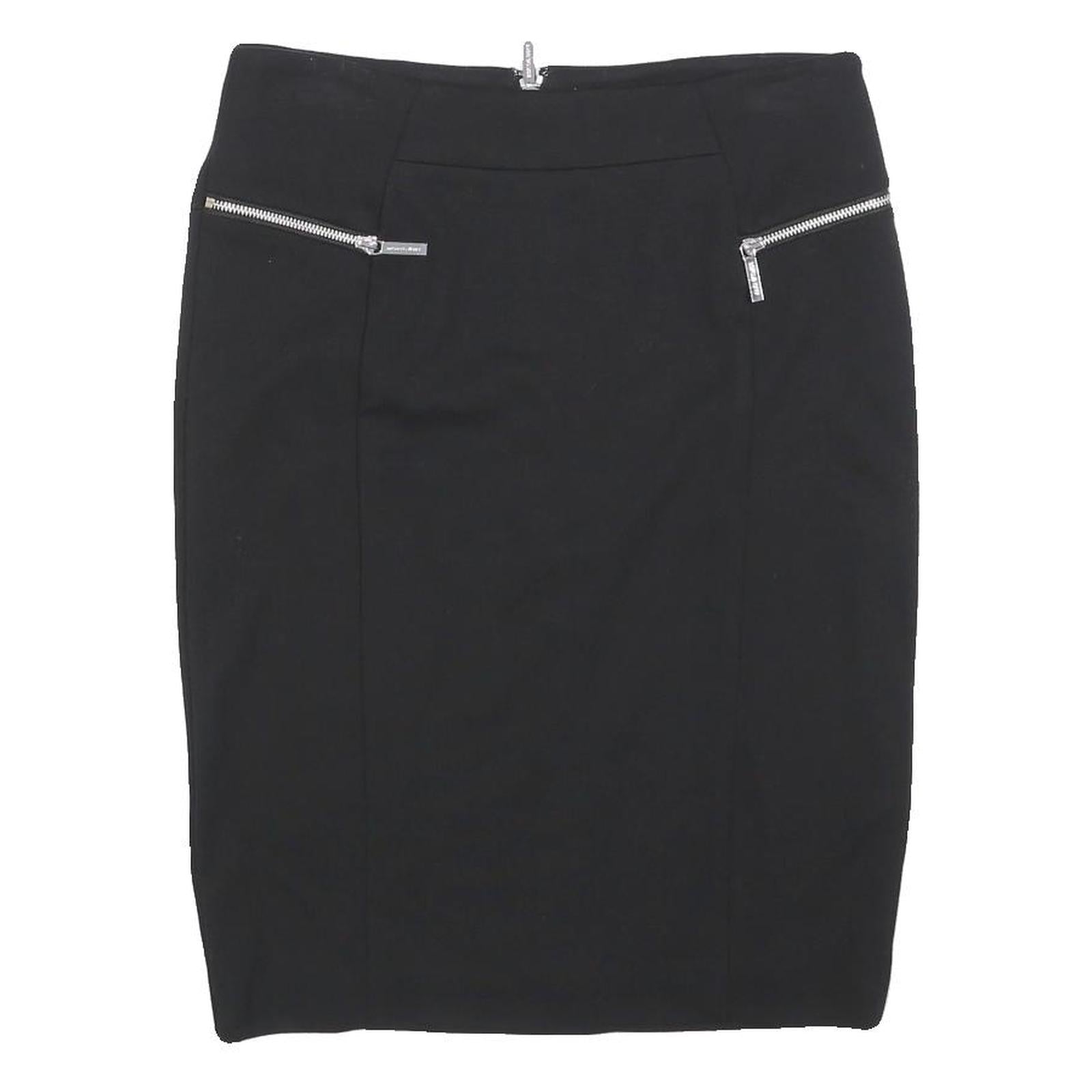 MICHAEL KORS Womens Black Pencil Knee Length Woven Skirt Size M Elegant Zip