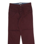 NAUTICA Mens Cotton Burgundy Regular Straight Trousers W30 L30 Classic Zip