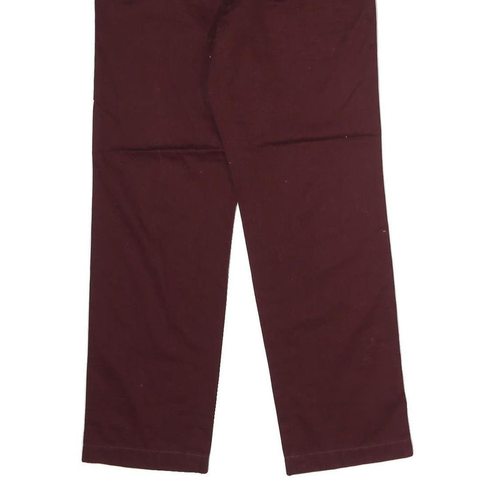 NAUTICA Mens Cotton Burgundy Regular Straight Trousers W30 L30 Classic Zip