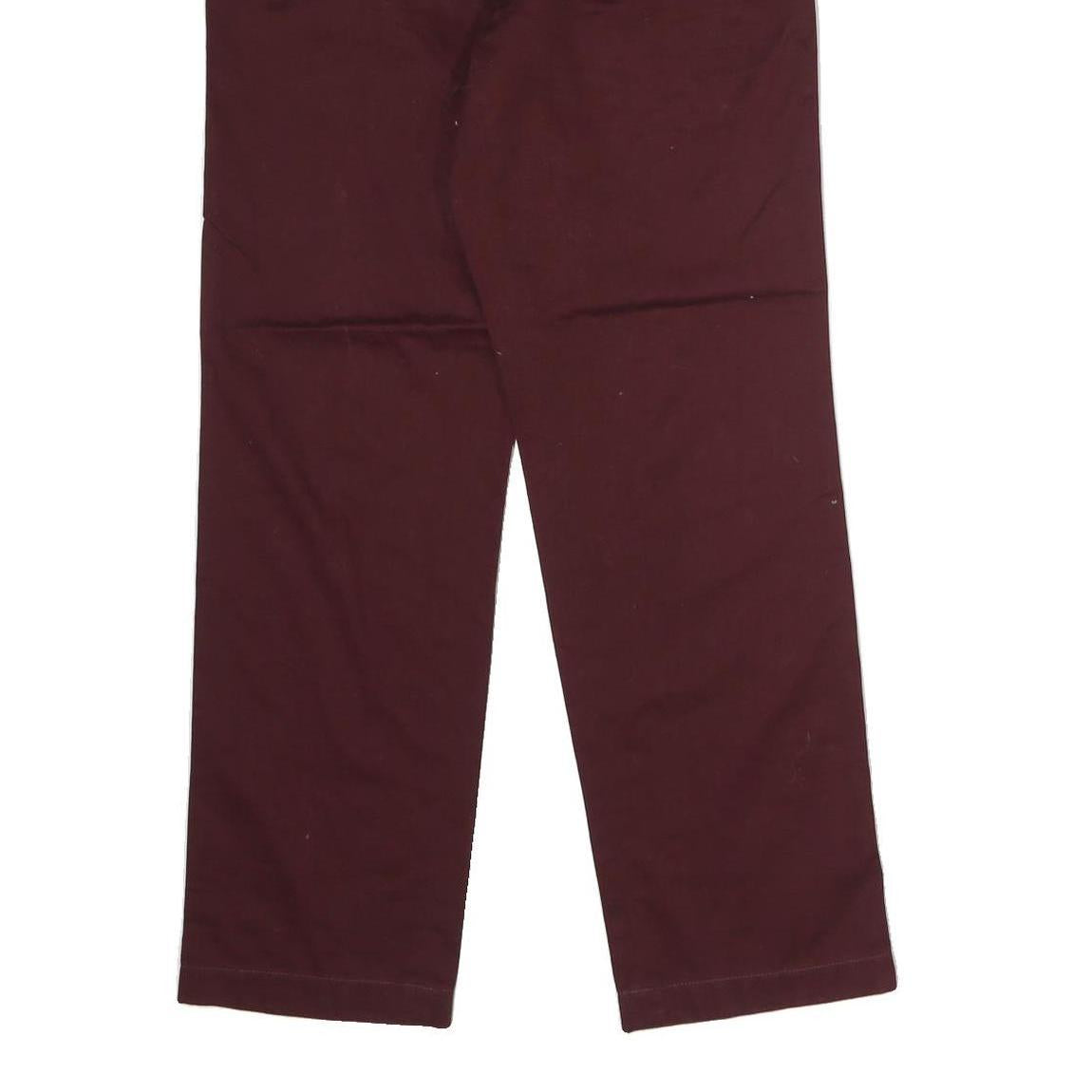 NAUTICA Mens Cotton Burgundy Regular Straight Trousers W30 L30 Classic Zip