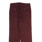 NAUTICA Mens Cotton Burgundy Regular Straight Trousers W30 L30 Classic Zip