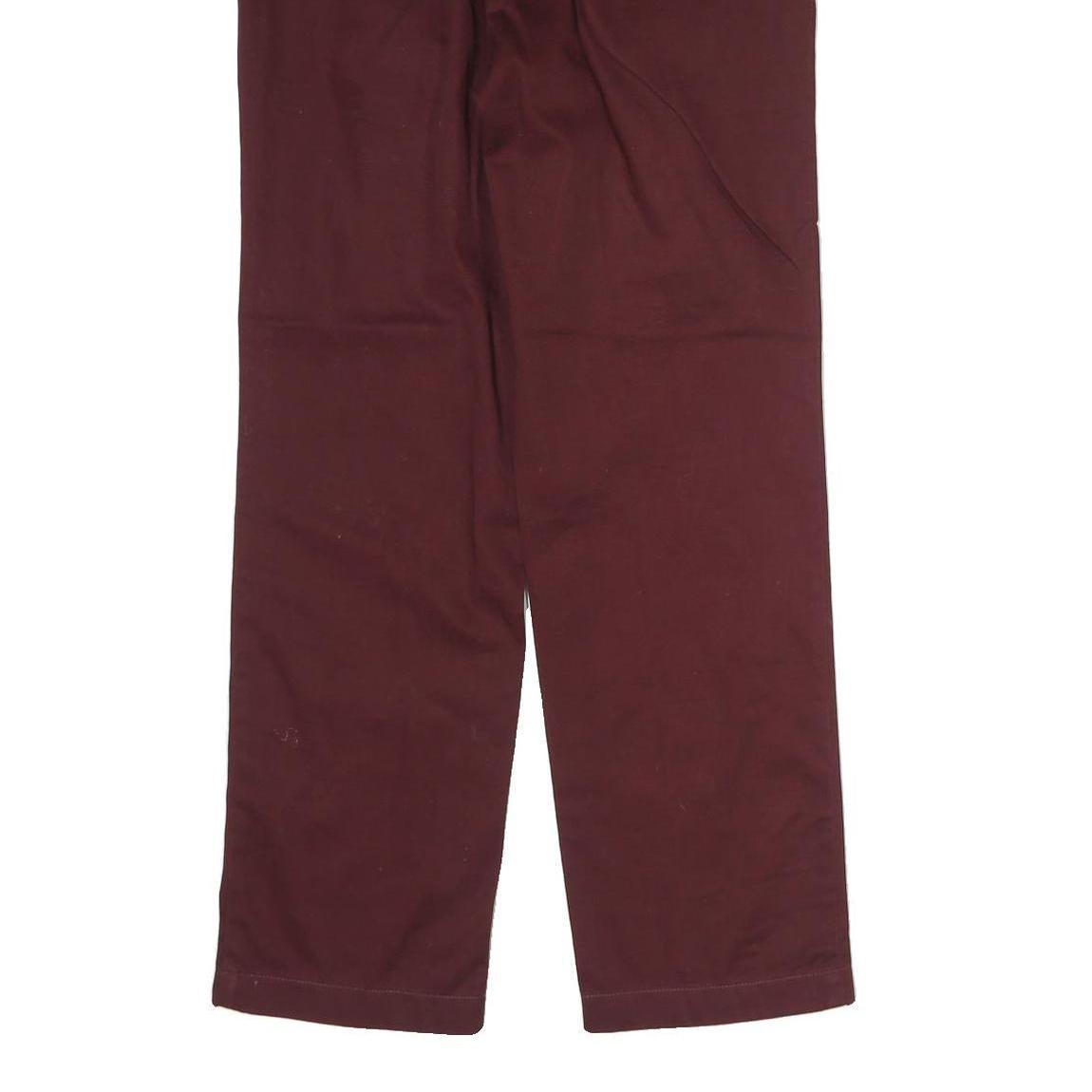 NAUTICA Mens Cotton Burgundy Regular Straight Trousers W30 L30 Classic Zip