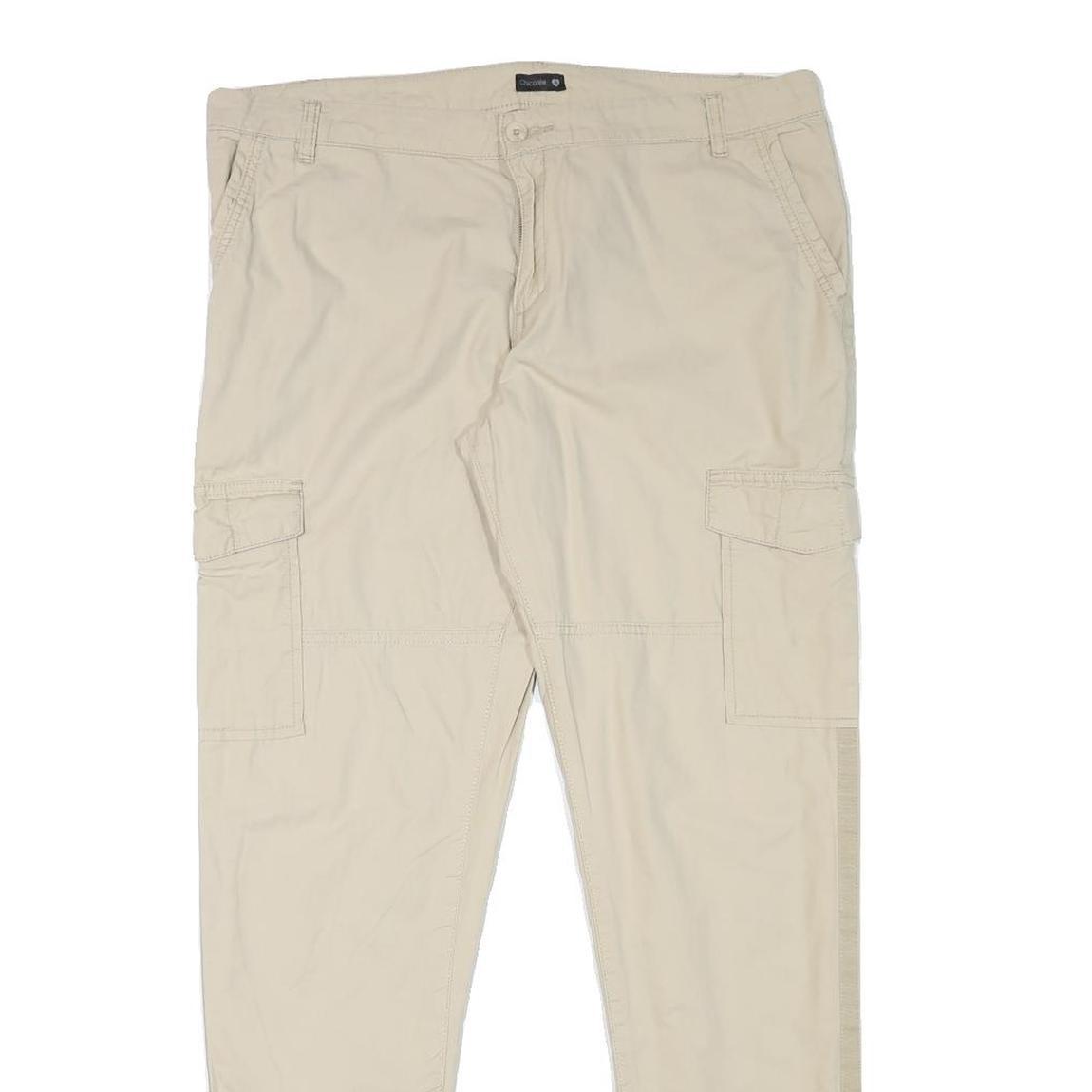 CHICOREE Womens Cotton Blend Beige Slim Tapered Trousers W36 L30 Cargo Pocket