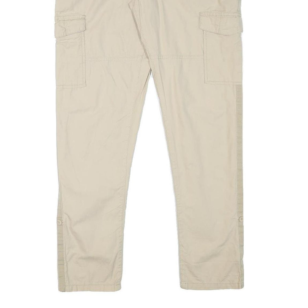 CHICOREE Womens Cotton Blend Beige Slim Tapered Trousers W36 L30 Cargo Pocket