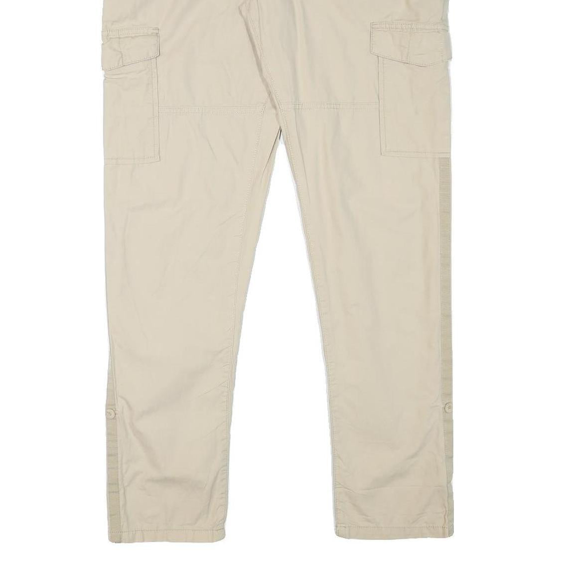 CHICOREE Womens Cotton Blend Beige Slim Tapered Trousers W36 L30 Cargo Pocket