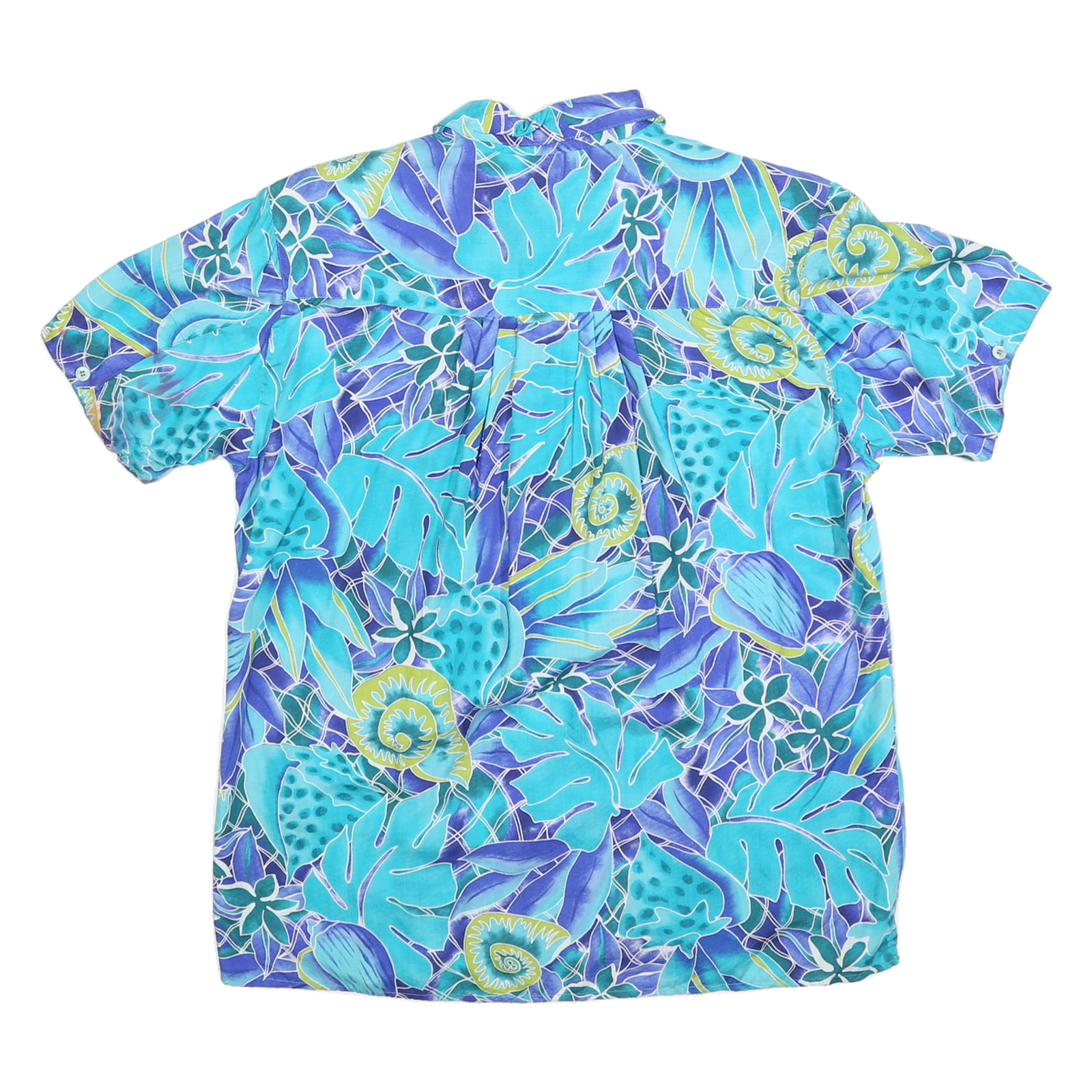 IZOD Womens Blue & Purple Pattern Shirt S Cotton Blend Casual Tropical Print