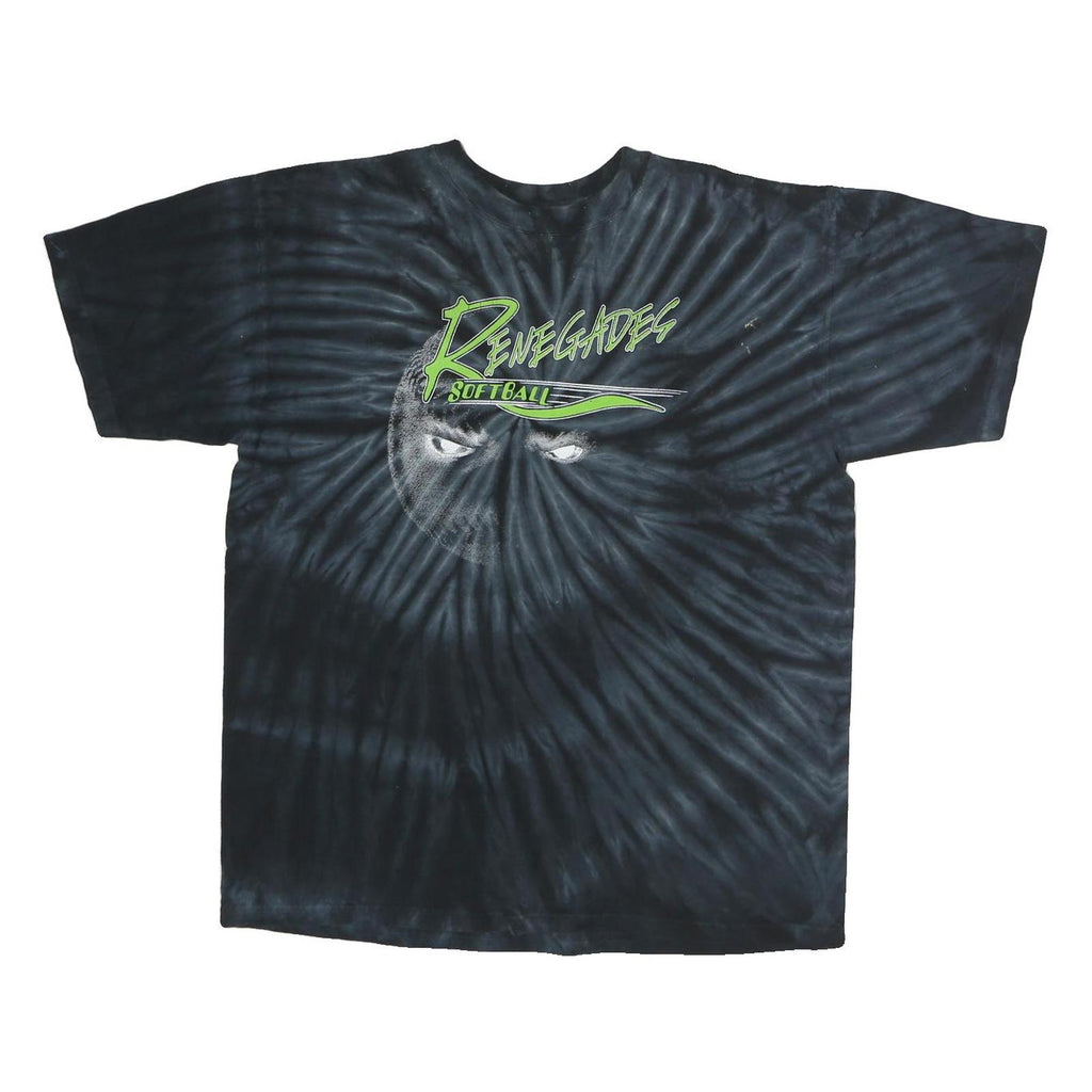 SUNDOG Mens Black Tie Dye Renegades Softball Graphic T-Shirt L Crew Neck Short