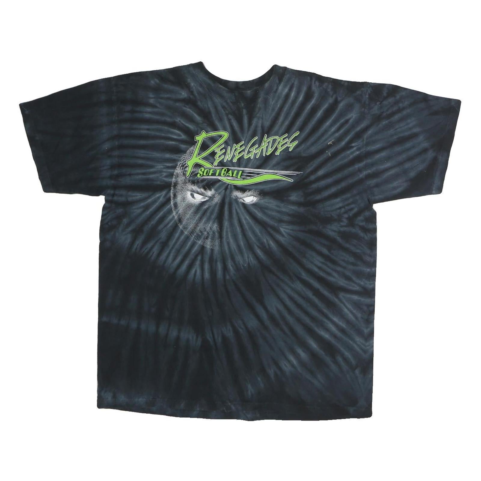 SUNDOG Mens Black Tie Dye Renegades Softball Graphic T-Shirt L Crew Neck Short
