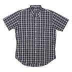 NAUTICA Mens Blue & White Check Shirt M Cotton Blend Button-Down Casual Summer