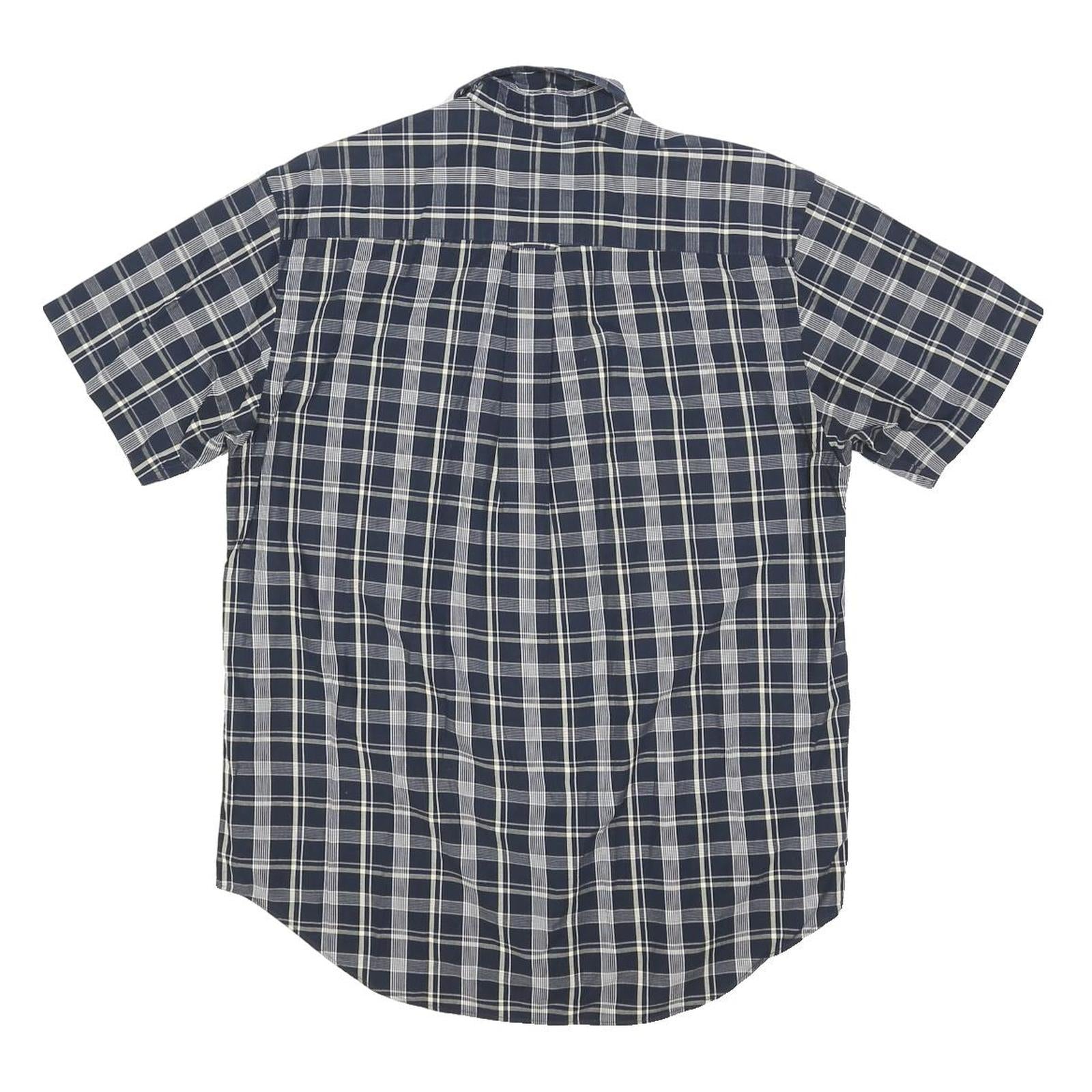 NAUTICA Mens Blue & White Check Shirt M Cotton Blend Button-Down Casual Summer