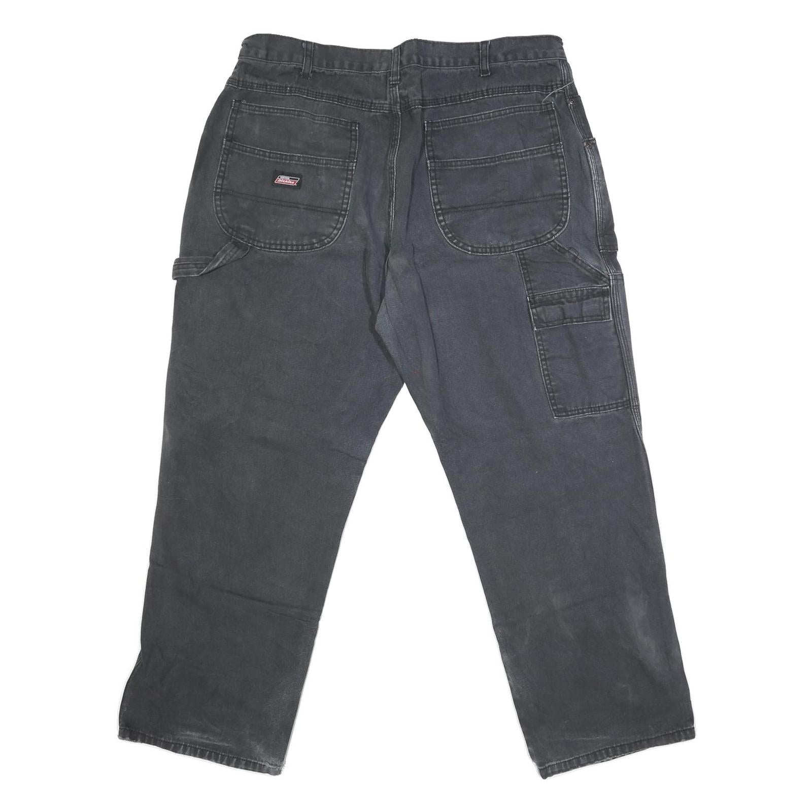 DICKIES Mens Black Regular Fit Straight Denim Cotton Blend Jeans W38 L28