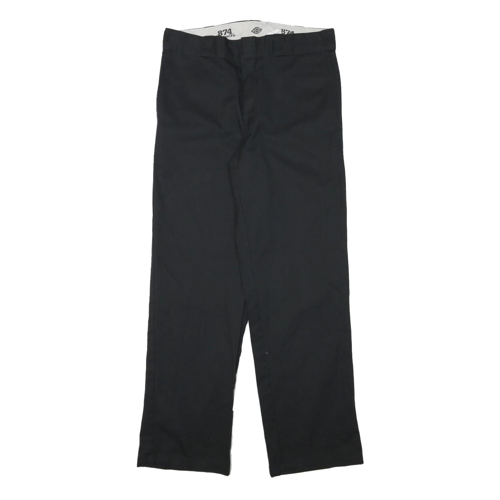 DICKIES Mens Cotton Blend Black Regular Fit Straight Leg Trousers W32 L30