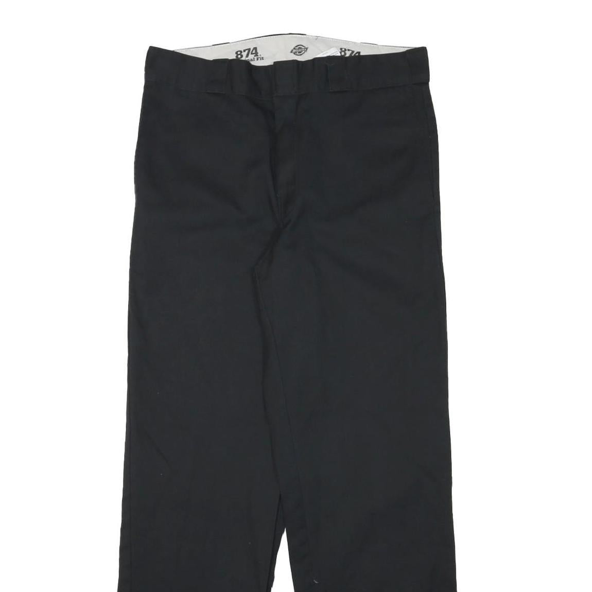 DICKIES Mens Cotton Blend Black Regular Fit Straight Leg Trousers W32 L30