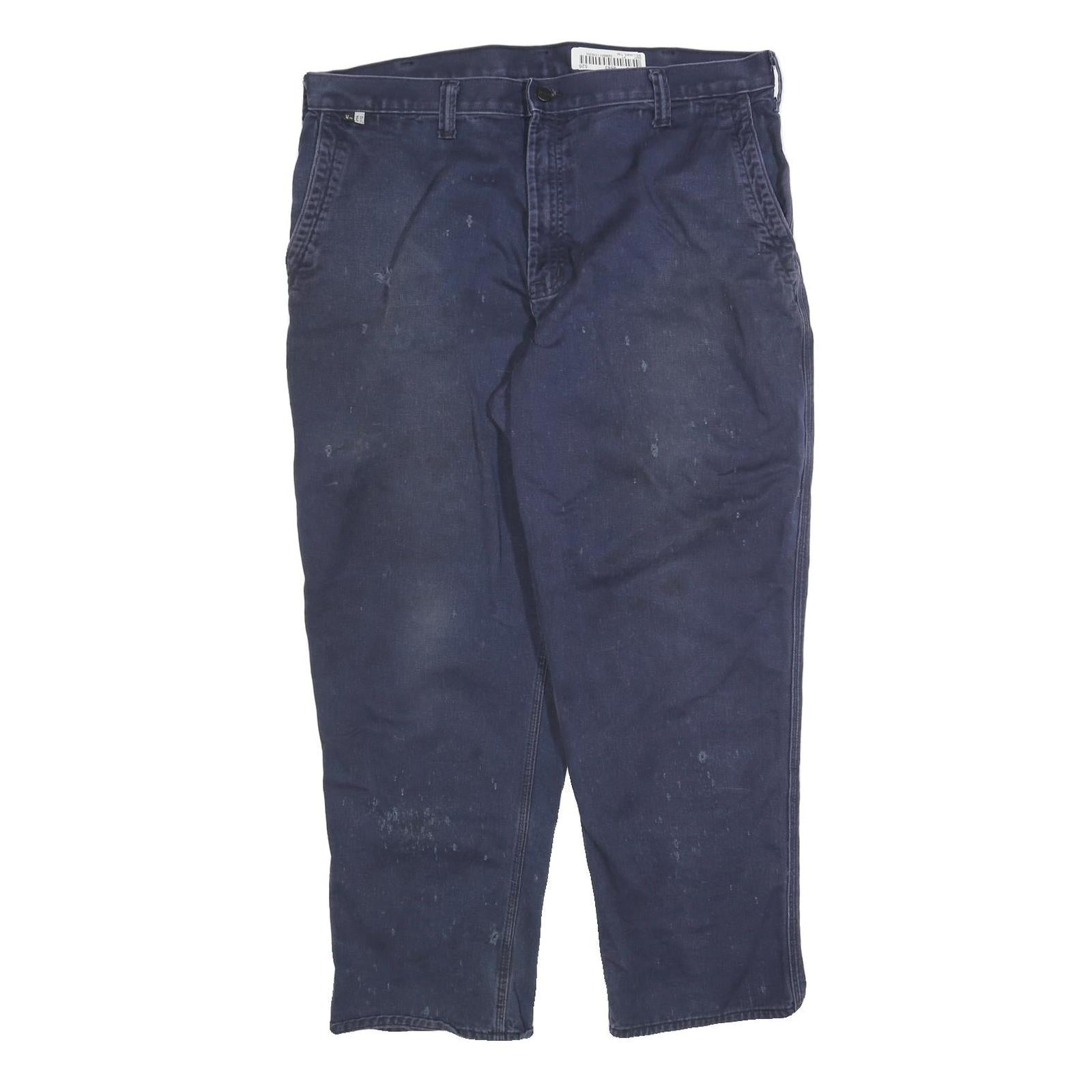 CARHARTT Mens Cotton Blend Blue Relaxed Straight Trousers W40 L30 Workwear