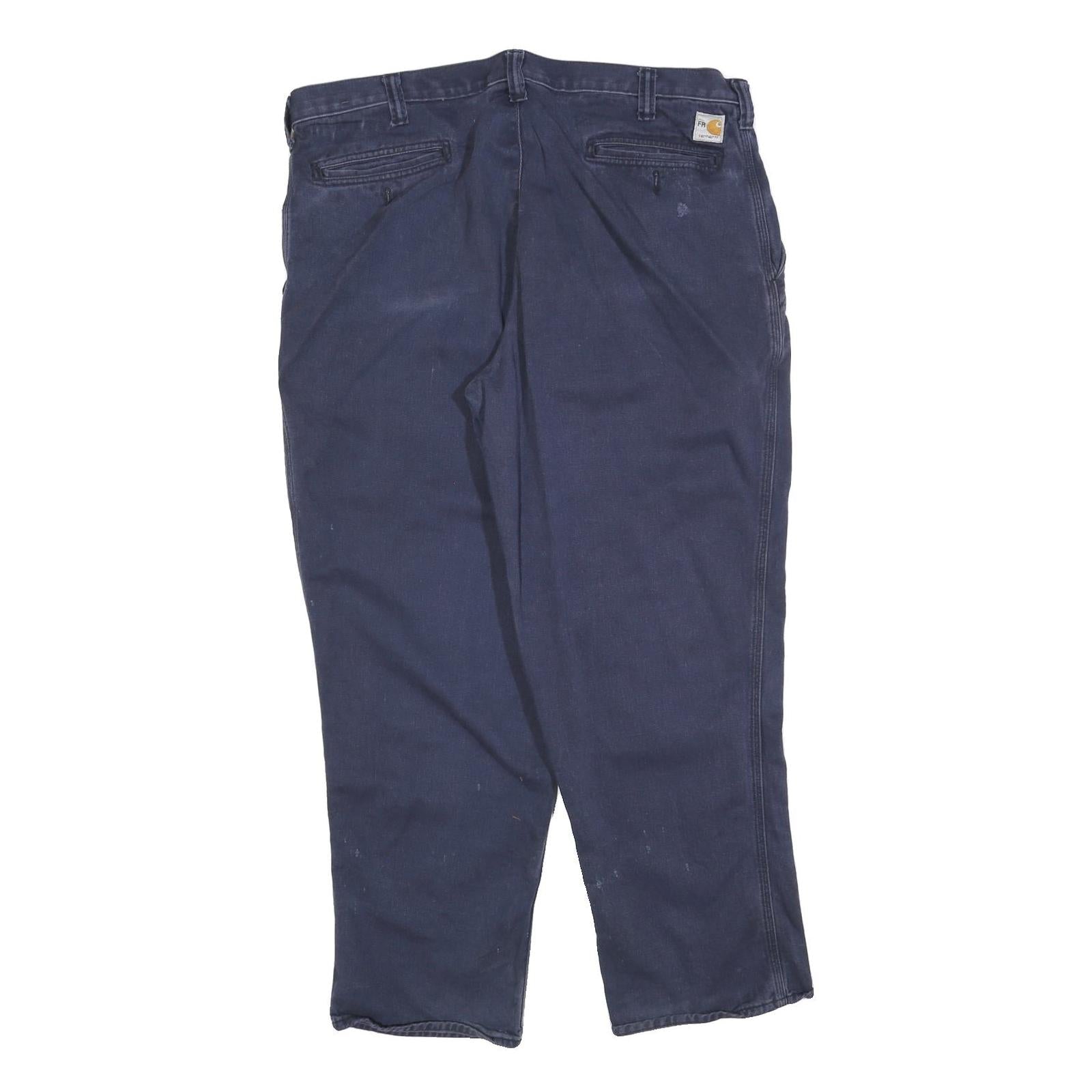 CARHARTT Mens Cotton Blend Blue Relaxed Straight Trousers W40 L30 Workwear