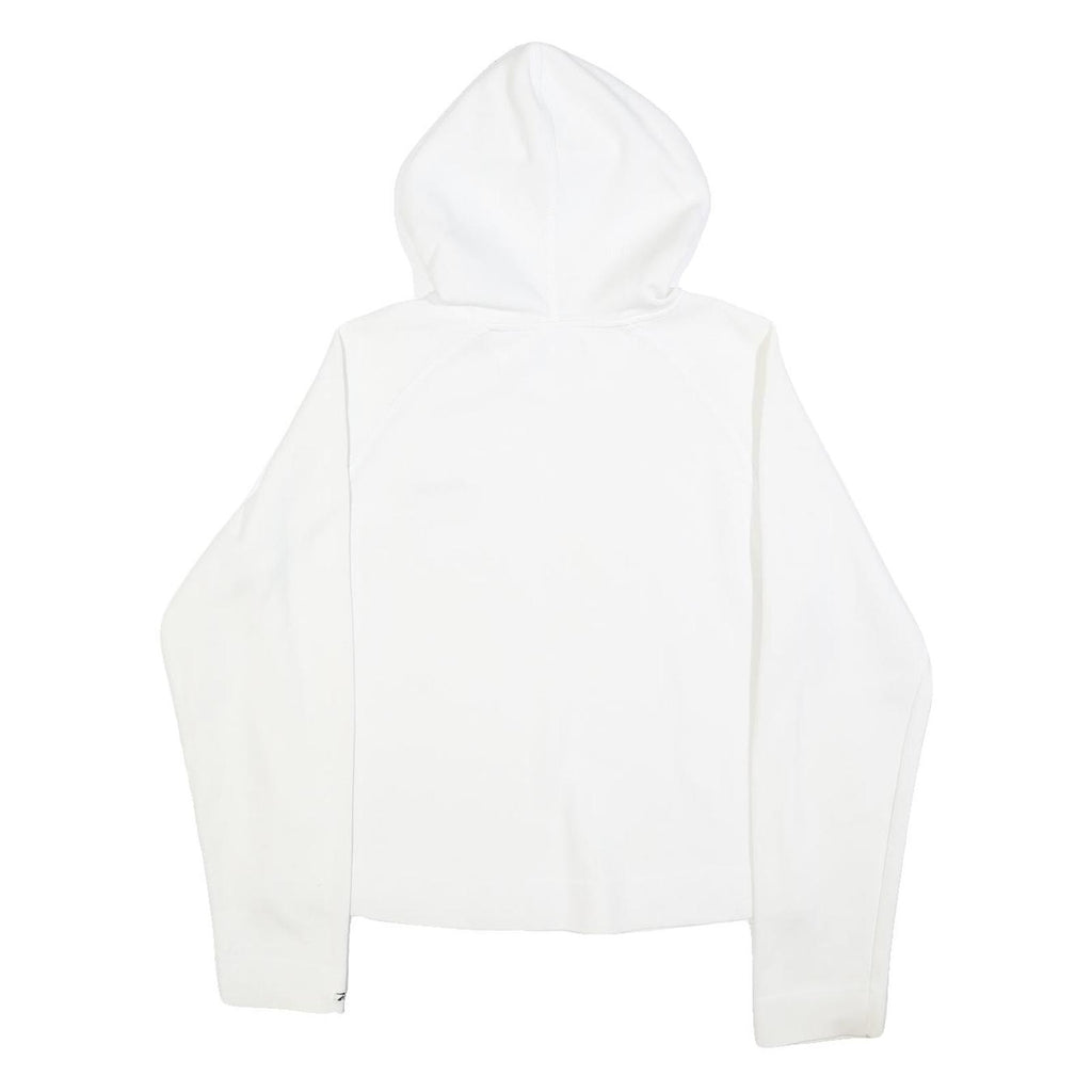 REEBOK Womens White Hoodie UK 14 Cotton Blend Casual Pullover Sweatshirt