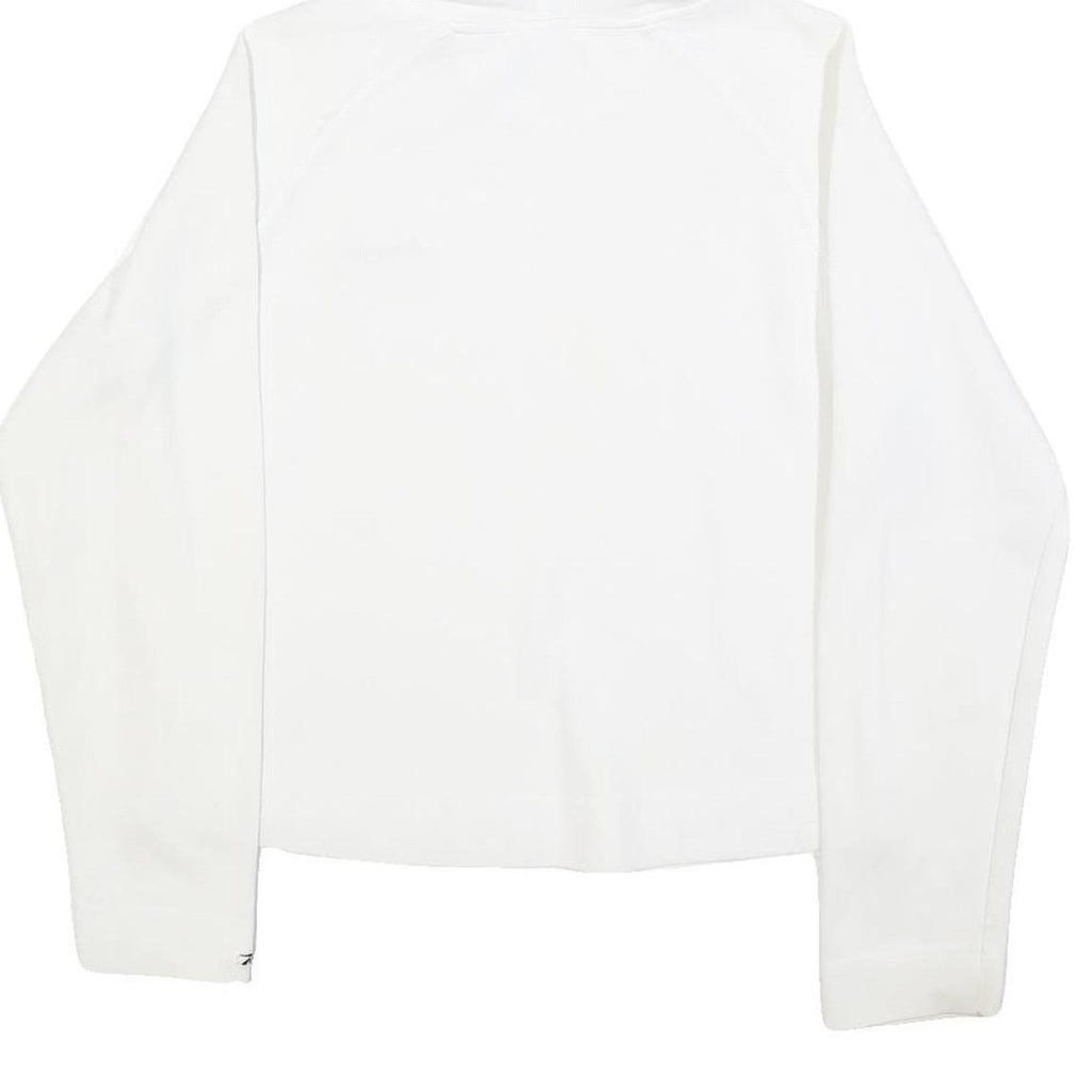 REEBOK Womens White Hoodie UK 14 Cotton Blend Casual Pullover Sweatshirt