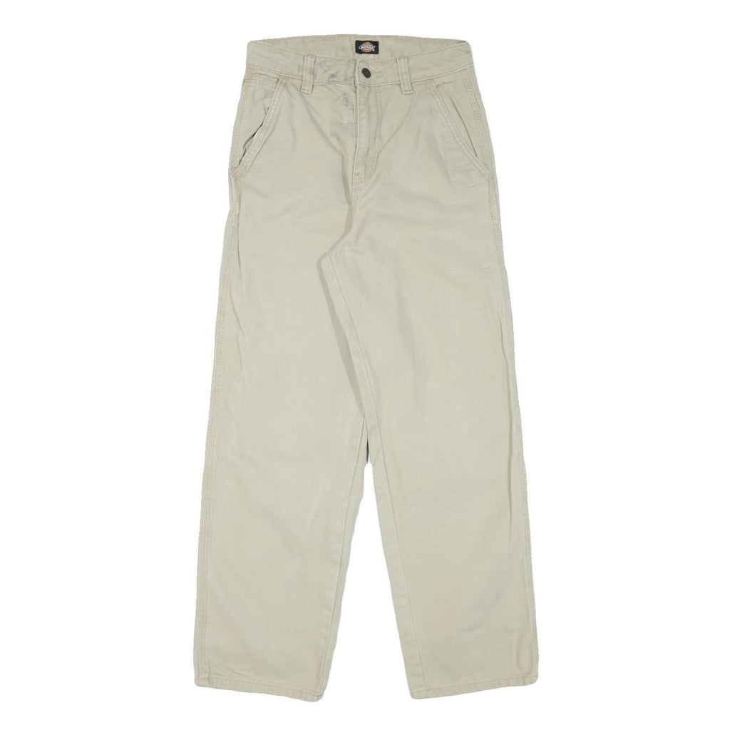 DICKIES Mens Cotton Blend Beige Regular Fit Straight Leg Trousers W26 L28