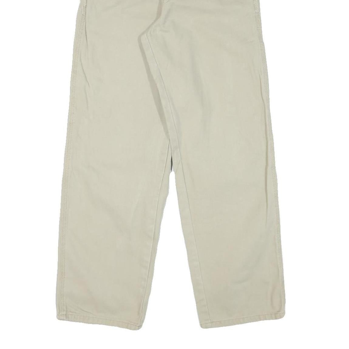 DICKIES Mens Cotton Blend Beige Regular Fit Straight Leg Trousers W26 L28