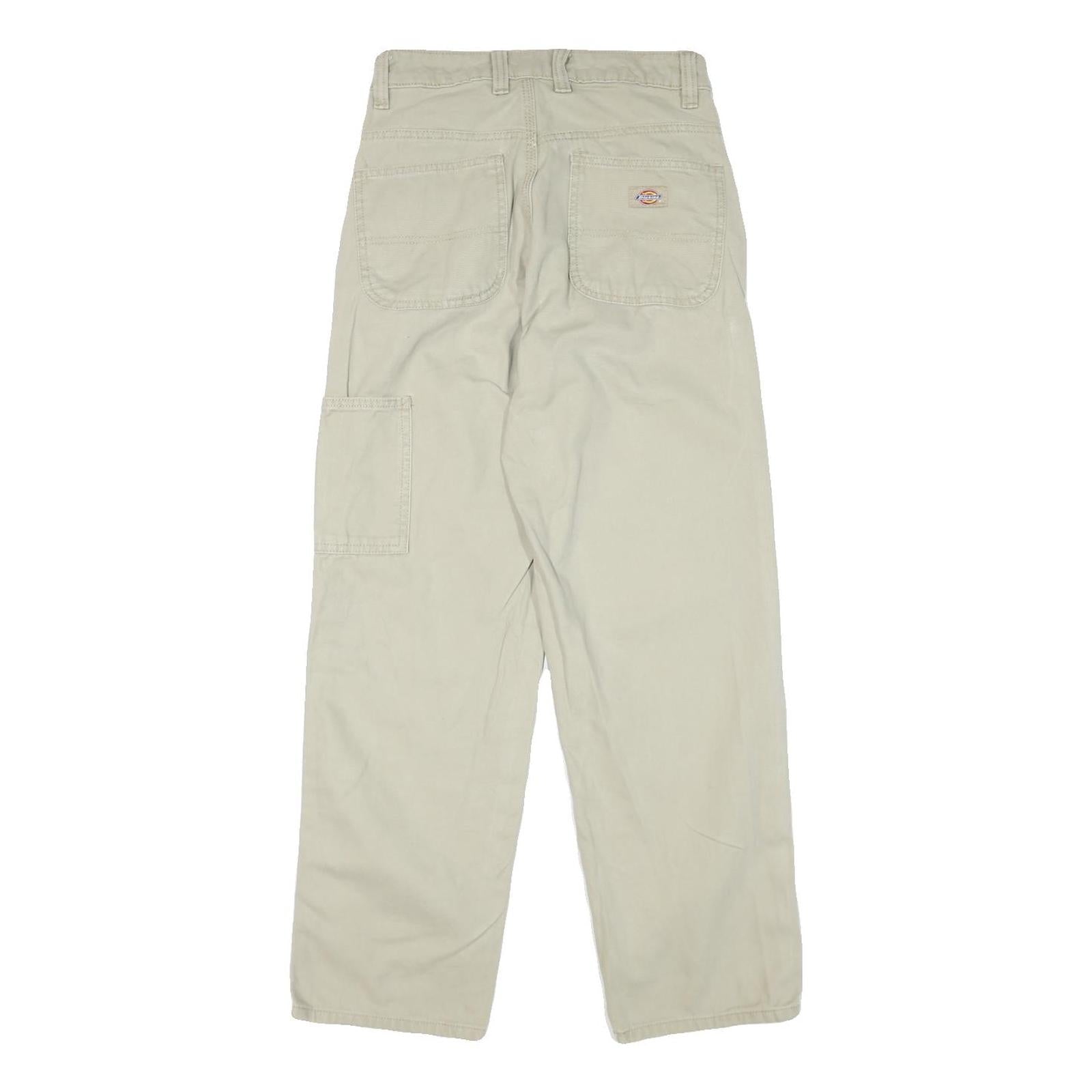 DICKIES Mens Cotton Blend Beige Regular Fit Straight Leg Trousers W26 L28