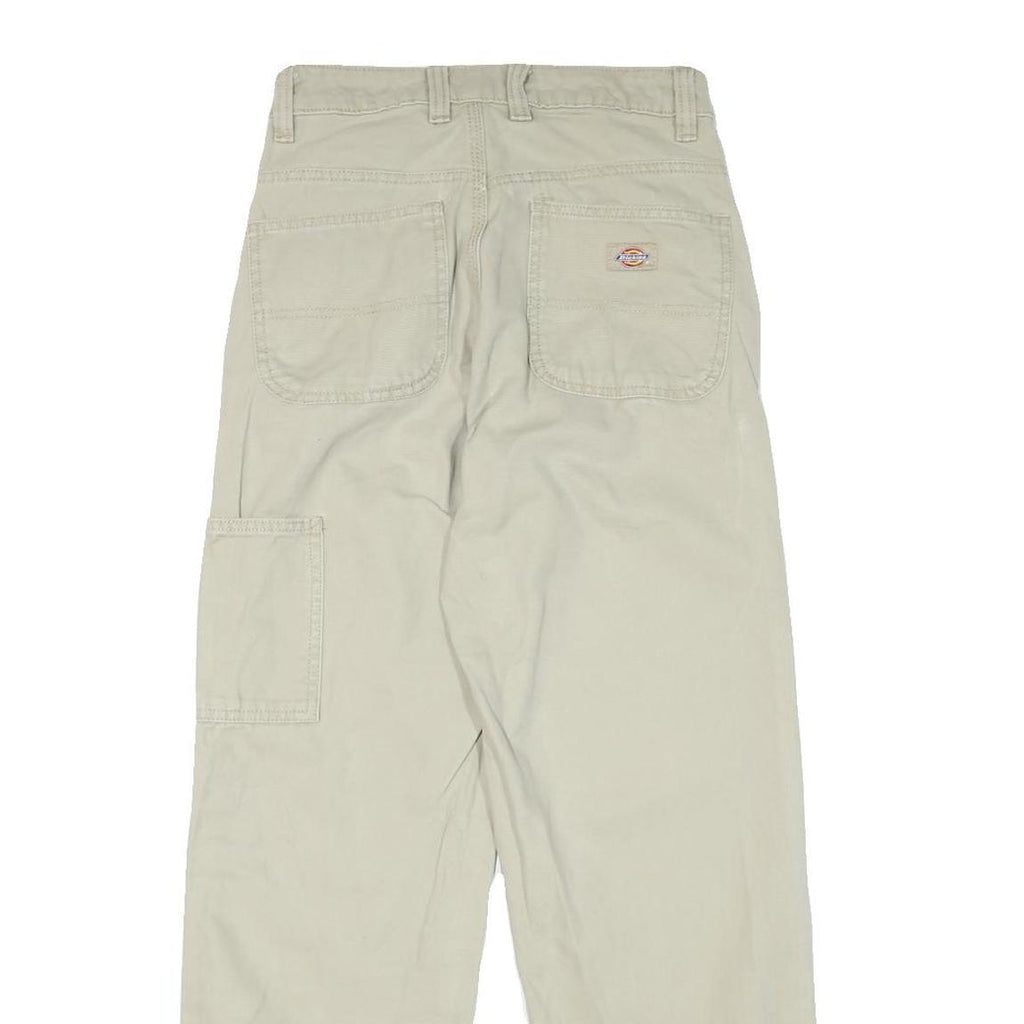 DICKIES Mens Cotton Blend Beige Regular Fit Straight Leg Trousers W26 L28