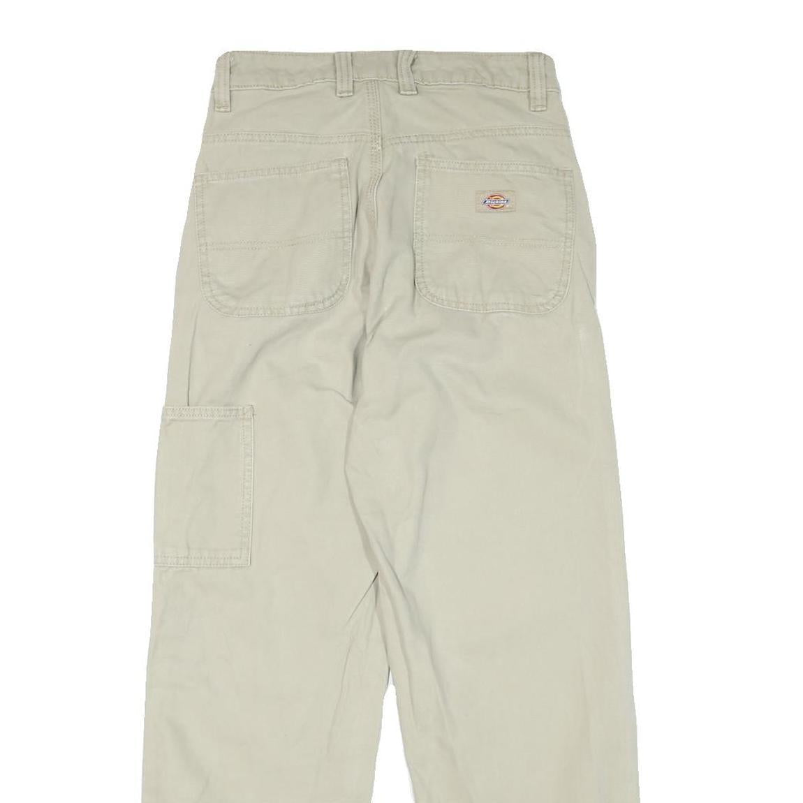 DICKIES Mens Cotton Blend Beige Regular Fit Straight Leg Trousers W26 L28