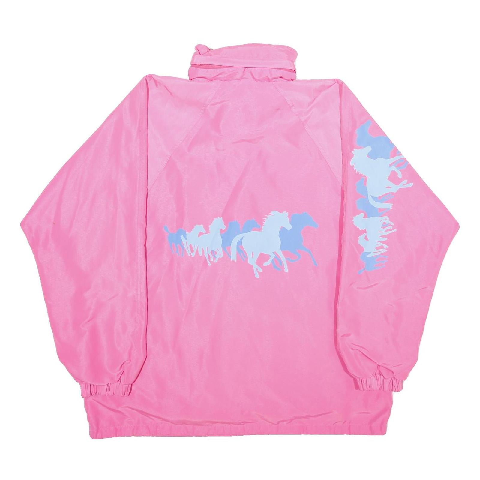 HORSELAND Womens Pink Horse Print Outdoor Jacket M Polyester Lightweight