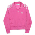ADIDAS Womens Pink & White Trefoil Track Jacket S Polyester Striped Sportswear