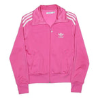 ADIDAS Womens Pink & White Trefoil Track Jacket S Polyester Striped Sportswear