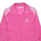ADIDAS Womens Pink & White Trefoil Track Jacket S Polyester Striped Sportswear
