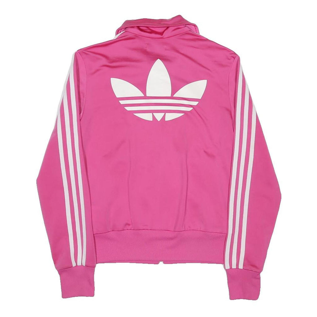 ADIDAS Womens Pink & White Trefoil Track Jacket S Polyester Striped Sportswear
