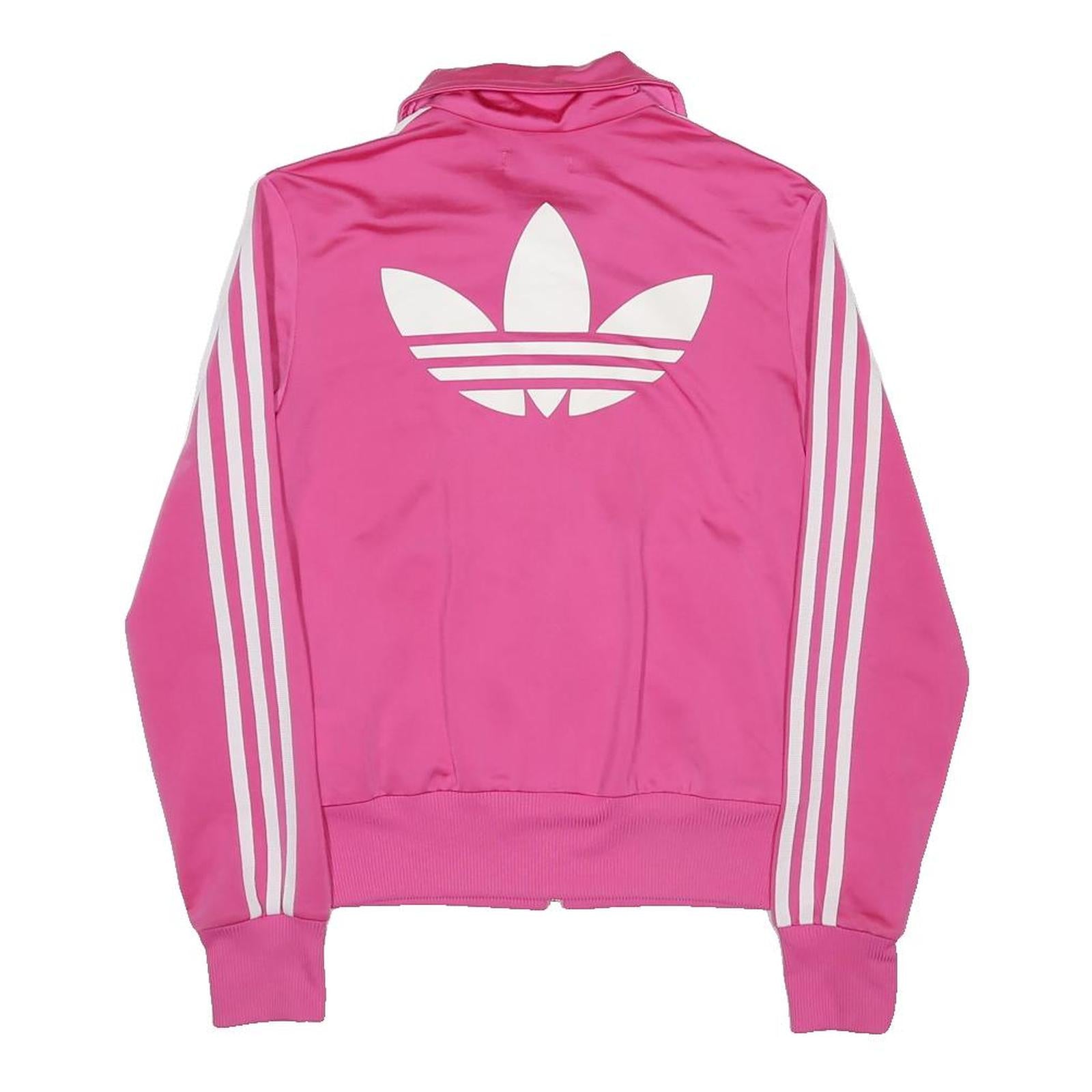 ADIDAS Womens Pink & White Trefoil Track Jacket S Polyester Striped Sportswear
