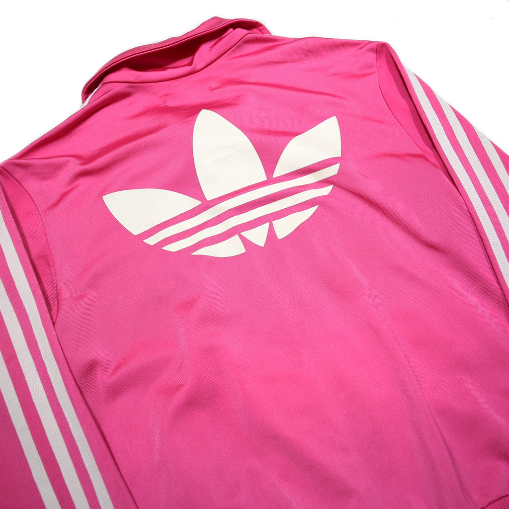 ADIDAS Womens Pink & White Trefoil Track Jacket S Polyester Striped Sportswear