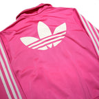 ADIDAS Womens Pink & White Trefoil Track Jacket S Polyester Striped Sportswear