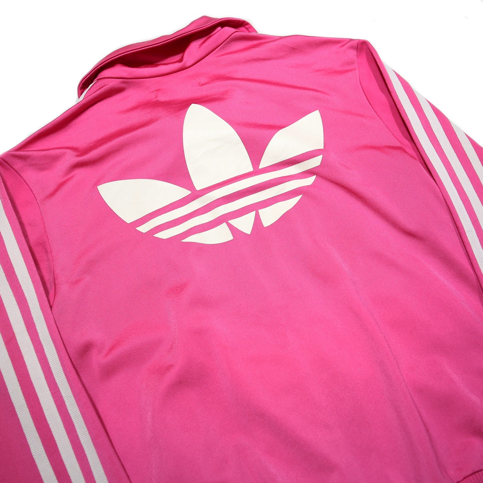 ADIDAS Womens Pink & White Trefoil Track Jacket S Polyester Striped Sportswear