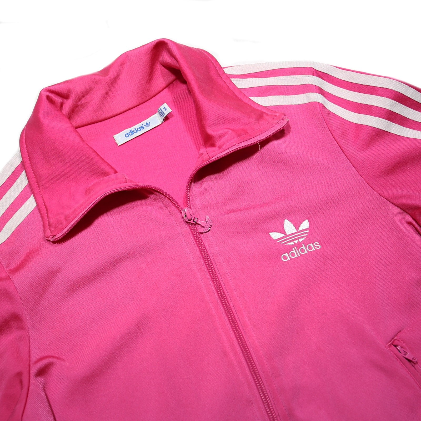 ADIDAS Womens Pink & White Trefoil Track Jacket S Polyester Striped Sportswear
