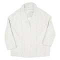 Womens White Plain Jacket L Polyester Blend Button Closure Classic Fit Elegant