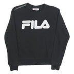 FILA Mens Black Crew Neck XS Logo Front Cotton Blend Sweatshirt Pullover