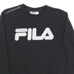 FILA Mens Black Crew Neck XS Logo Front Cotton Blend Sweatshirt Pullover