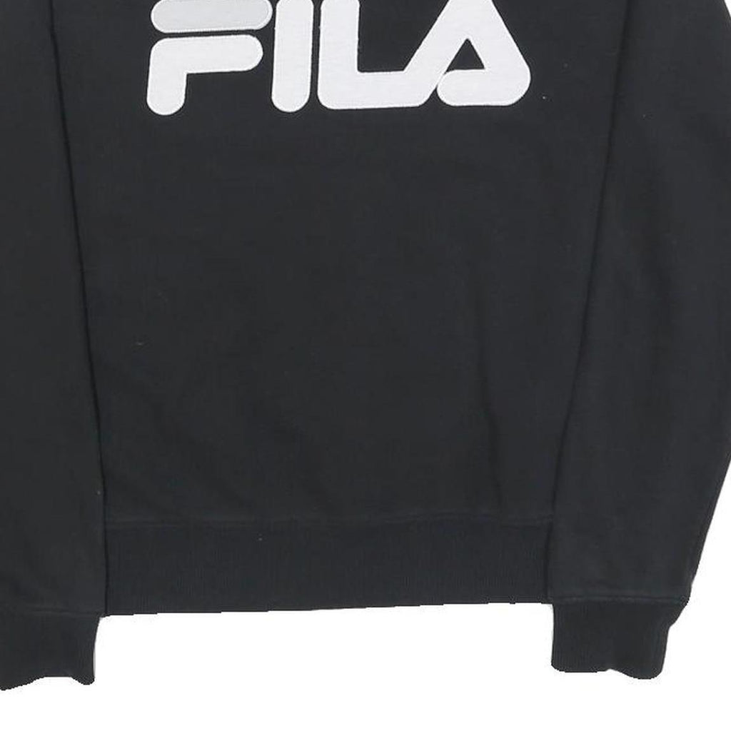 FILA Mens Black Crew Neck XS Logo Front Cotton Blend Sweatshirt Pullover