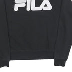 FILA Mens Black Crew Neck XS Logo Front Cotton Blend Sweatshirt Pullover