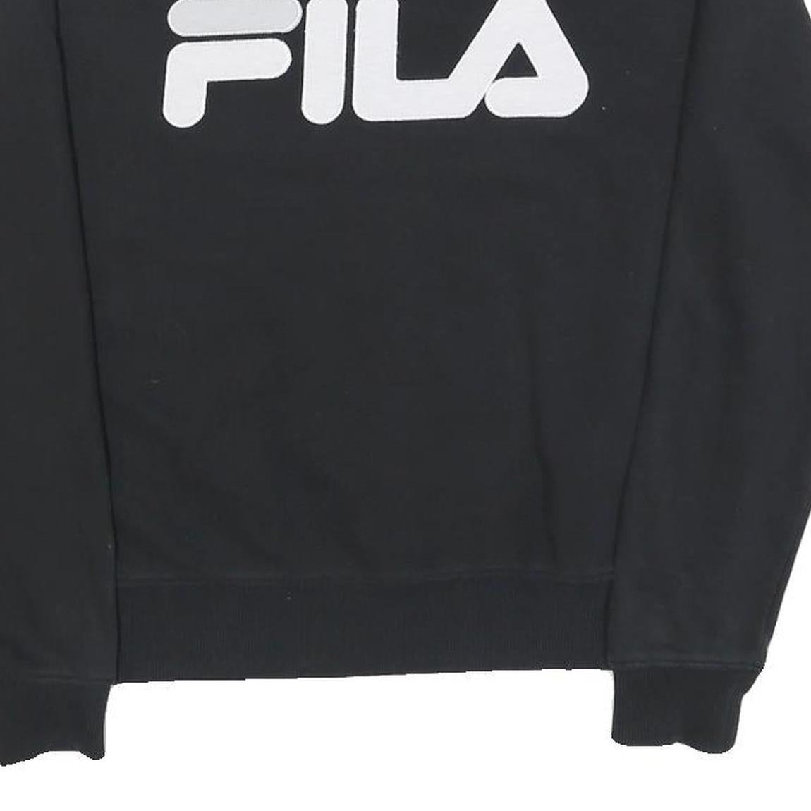 FILA Mens Black Crew Neck XS Logo Front Cotton Blend Sweatshirt Pullover