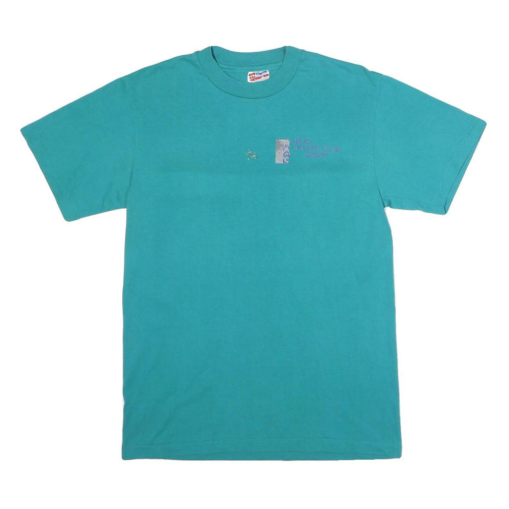 HANES Mens Blue Graphic T-Shirt M Short Sleeve Crew Neck Casual Cotton Blend