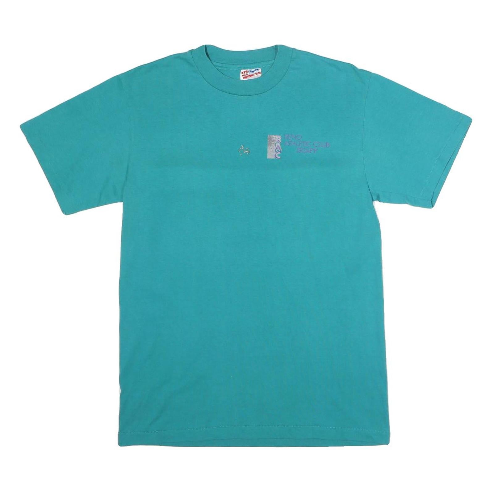 HANES Mens Blue Graphic T-Shirt M Short Sleeve Crew Neck Casual Cotton Blend