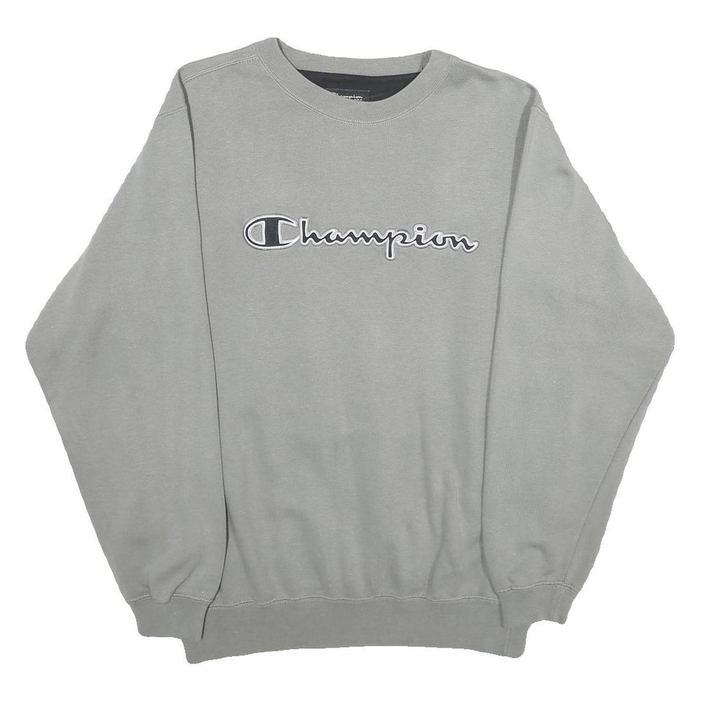 CHAMPION Mens Grey Crew Neck S Cotton Blend Logo Sweatshirt