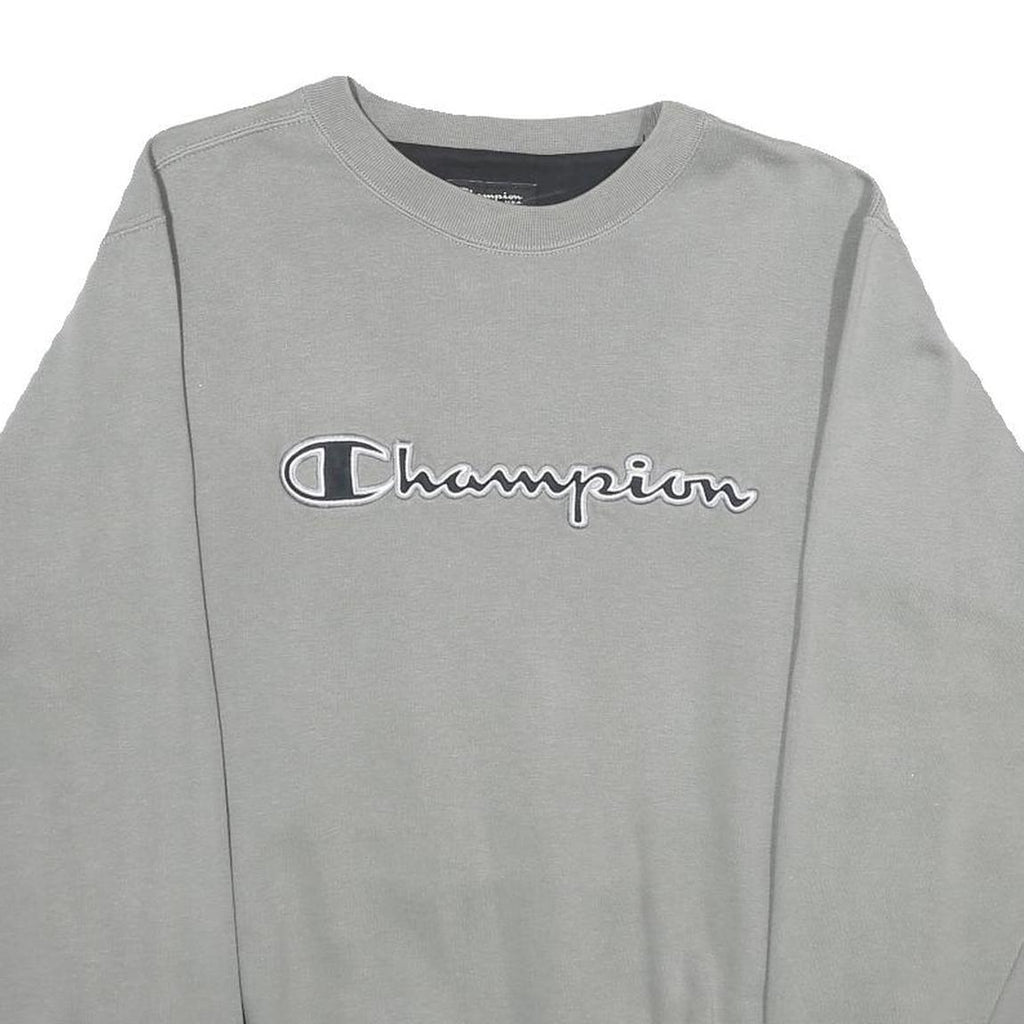 CHAMPION Mens Grey Crew Neck S Cotton Blend Logo Sweatshirt