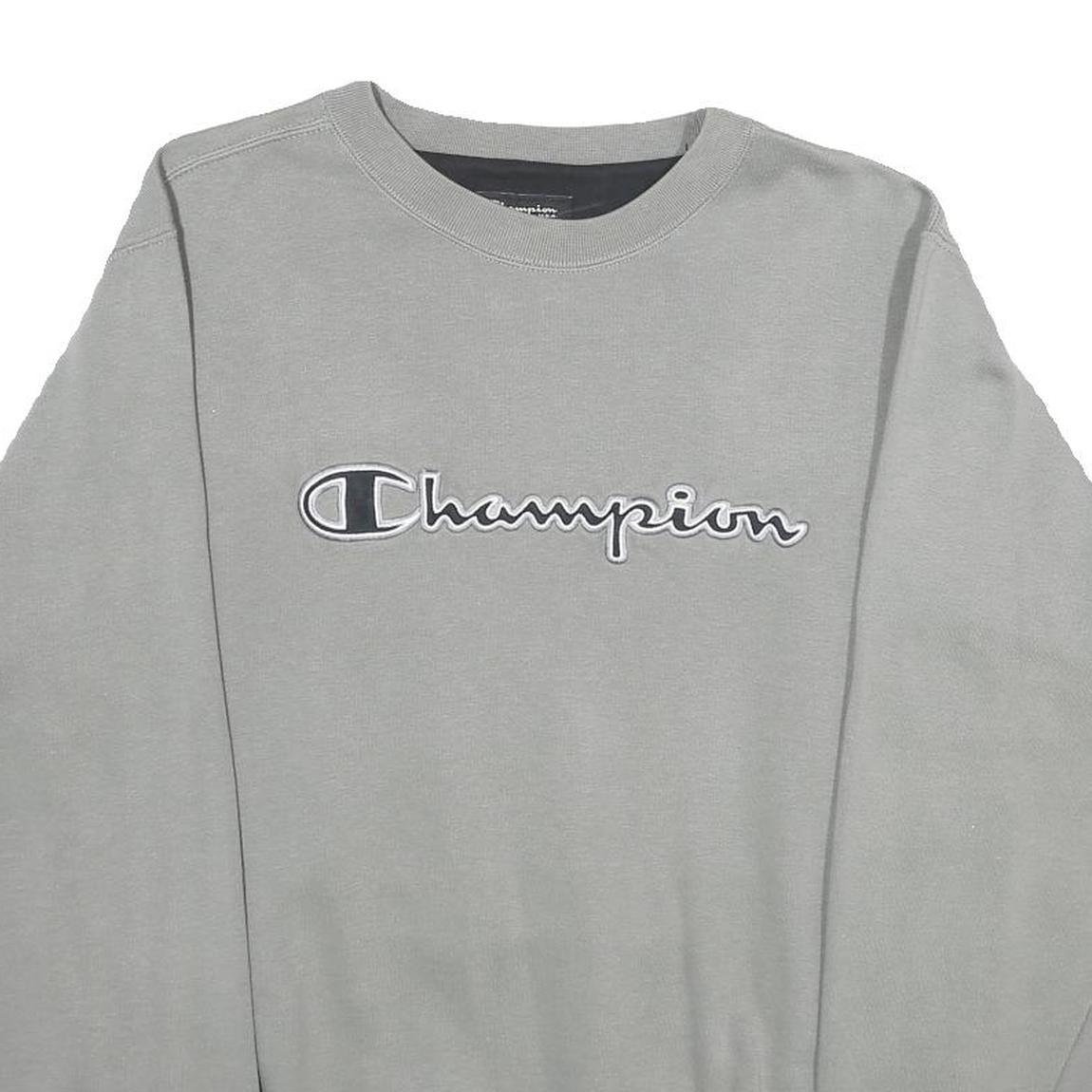 CHAMPION Mens Grey Crew Neck S Cotton Blend Logo Sweatshirt